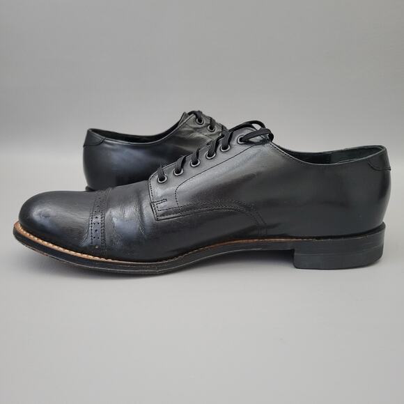 VTG Stacy Adams Madison Oxfords Shoes Mens Size 9.5 D Black Leather Cap Toe main image 12